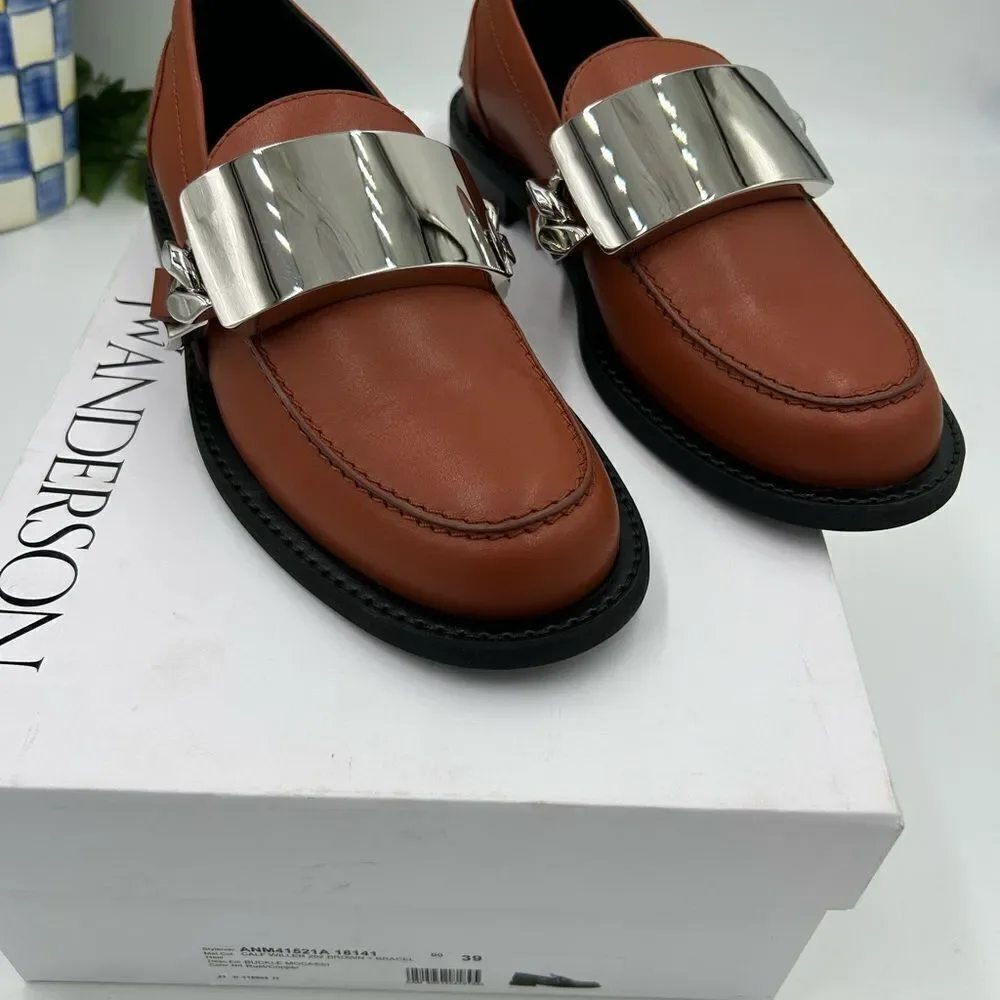 Men’s JW Anderson, gourmet chain leather loafers size 39 made in Italy